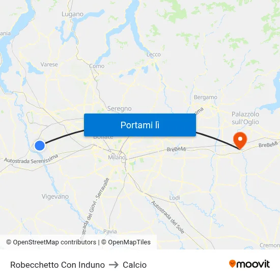 Robecchetto Con Induno to Calcio map