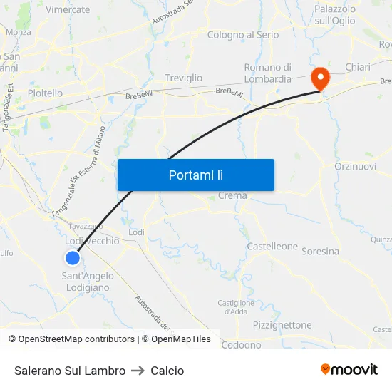 Salerano Sul Lambro to Calcio map