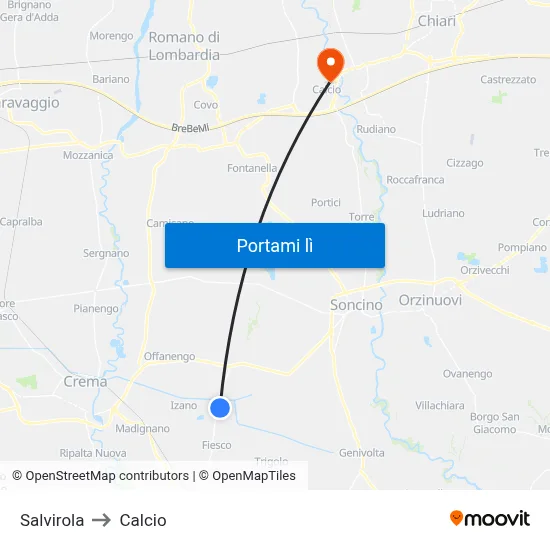 Salvirola to Calcio map