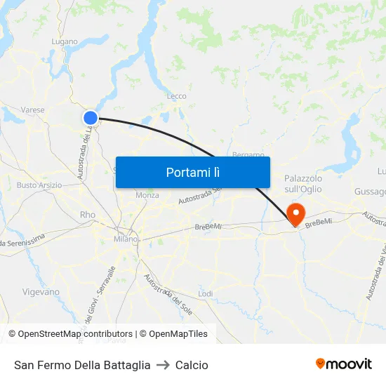 San Fermo Della Battaglia to Calcio map