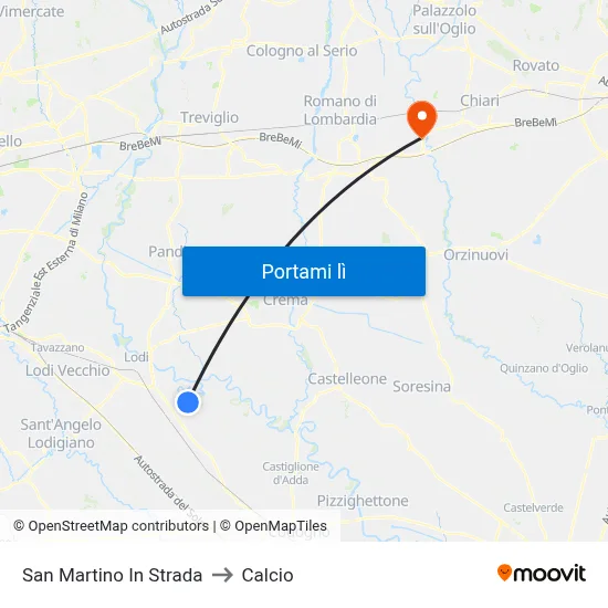 San Martino In Strada to Calcio map