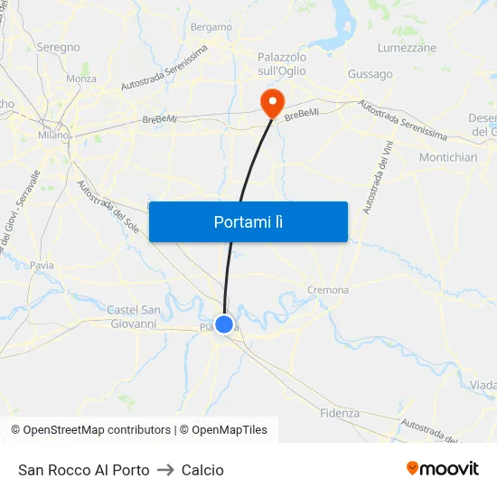San Rocco Al Porto to Calcio map