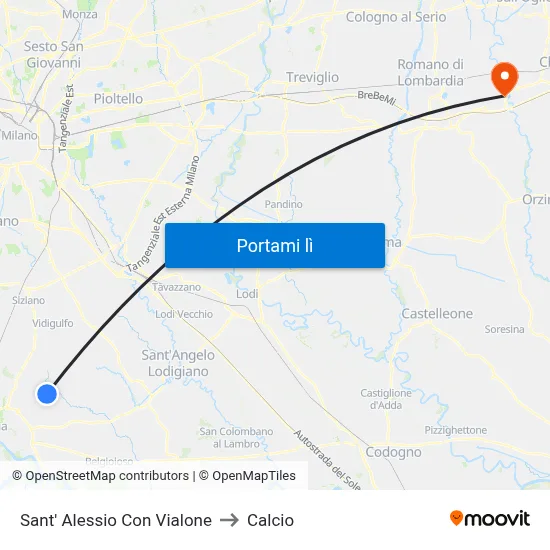 Sant' Alessio Con Vialone to Calcio map