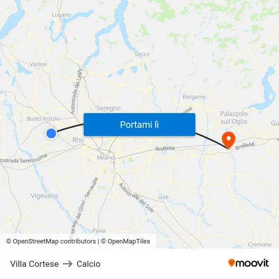 Villa Cortese to Calcio map