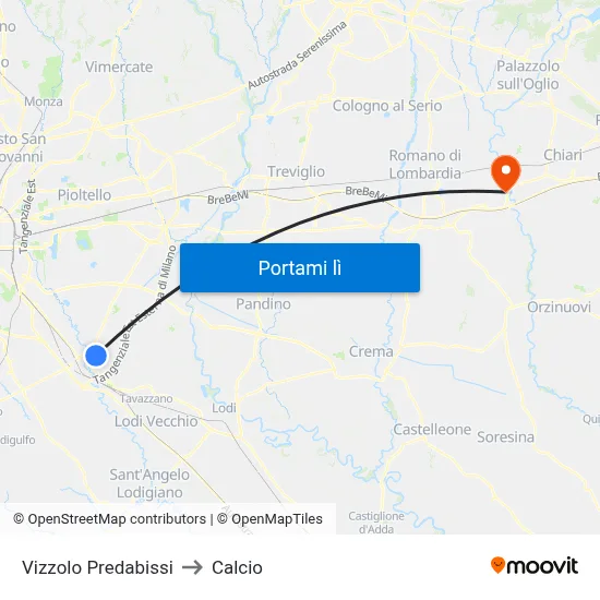 Vizzolo Predabissi to Calcio map