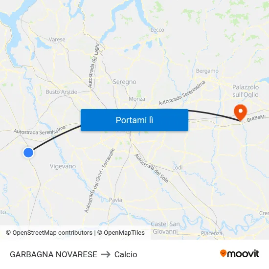 GARBAGNA NOVARESE to Calcio map