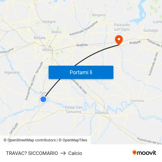 TRAVAC? SICCOMARIO to Calcio map