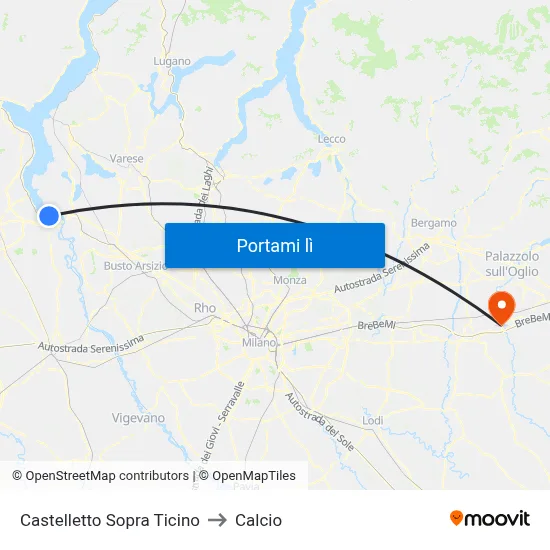 Castelletto Sopra Ticino to Calcio map