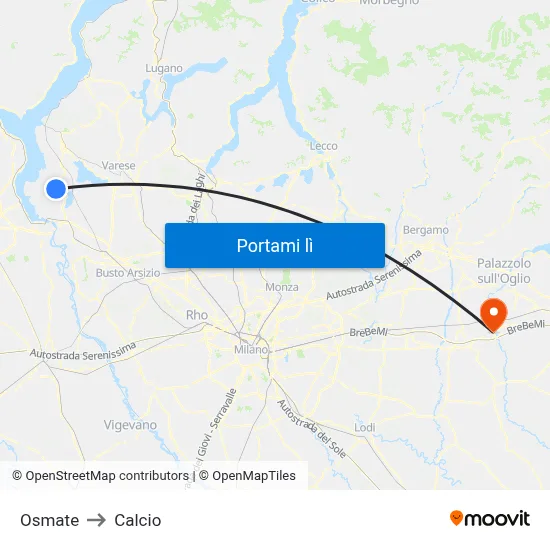 Osmate to Calcio map
