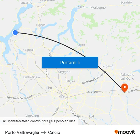 Porto Valtravaglia to Calcio map