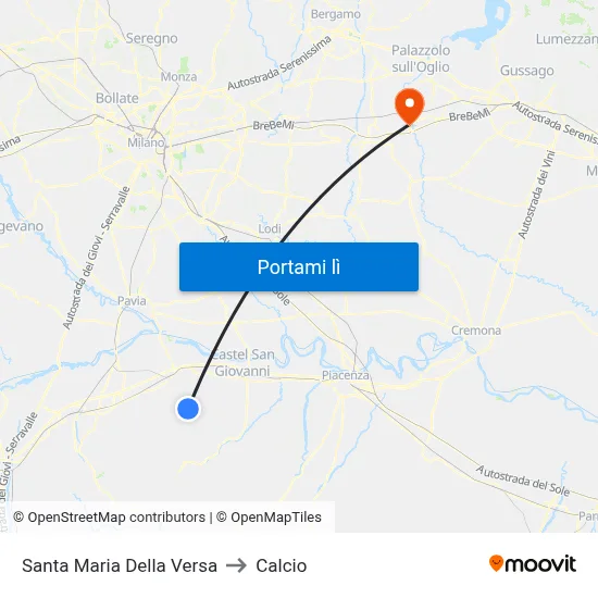 Santa Maria Della Versa to Calcio map