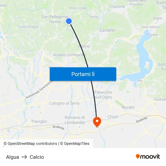 Algua to Calcio map