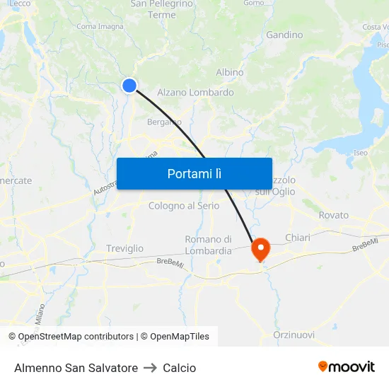 Almenno San Salvatore to Calcio map