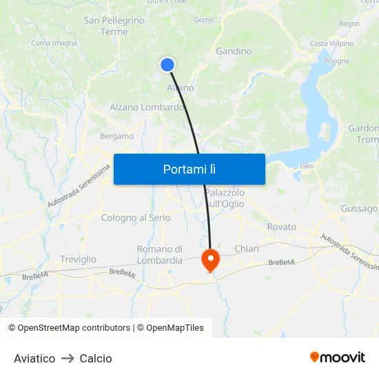Aviatico to Calcio map