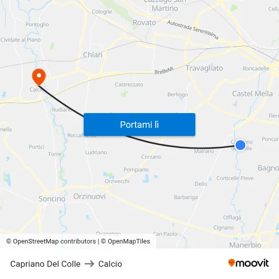 Capriano Del Colle to Calcio map