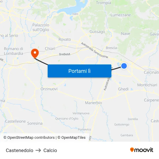 Castenedolo to Calcio map