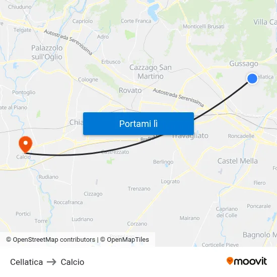 Cellatica to Calcio map