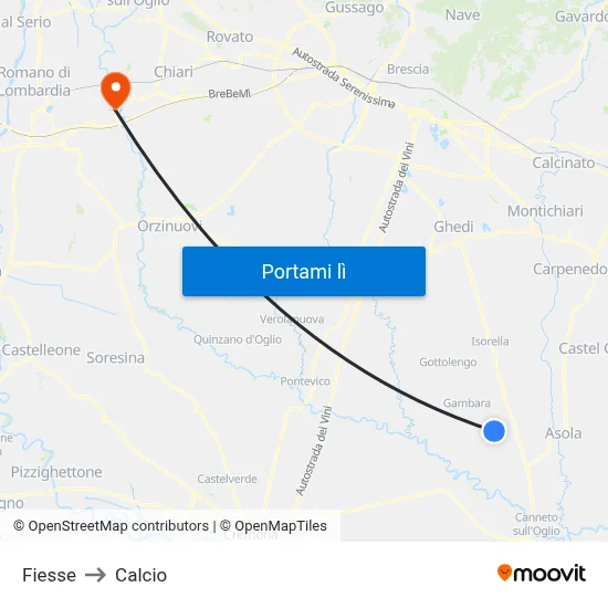 Fiesse to Calcio map