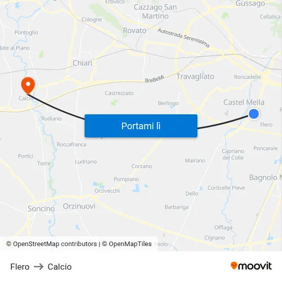 Flero to Calcio map