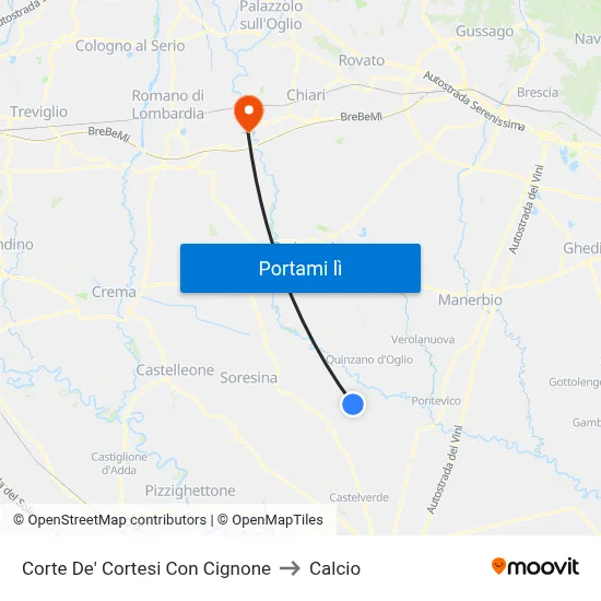 Corte De' Cortesi Con Cignone to Calcio map