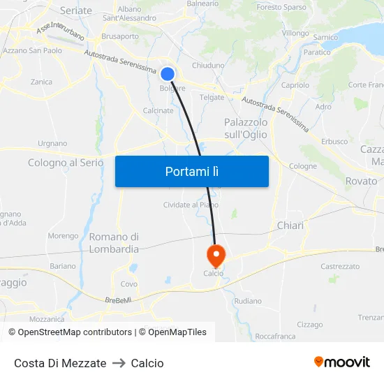 Costa Di Mezzate to Calcio map