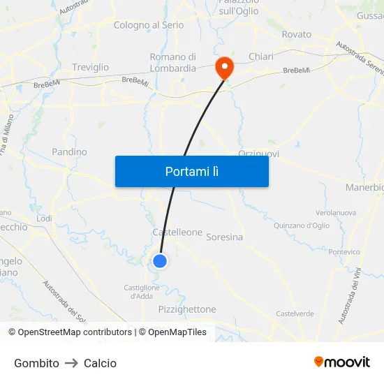 Gombito to Calcio map