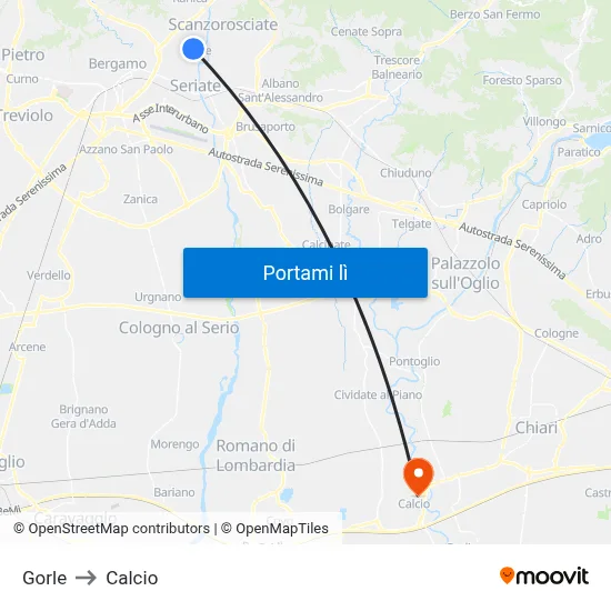 Gorle to Calcio map