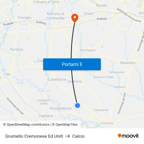 Grumello Cremonese Ed Uniti to Calcio map