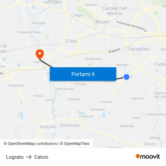 Lograto to Calcio map