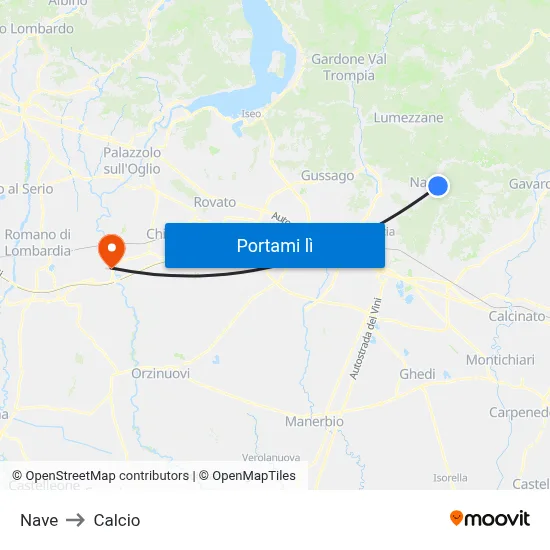 Nave to Calcio map