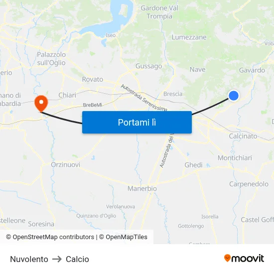 Nuvolento to Calcio map