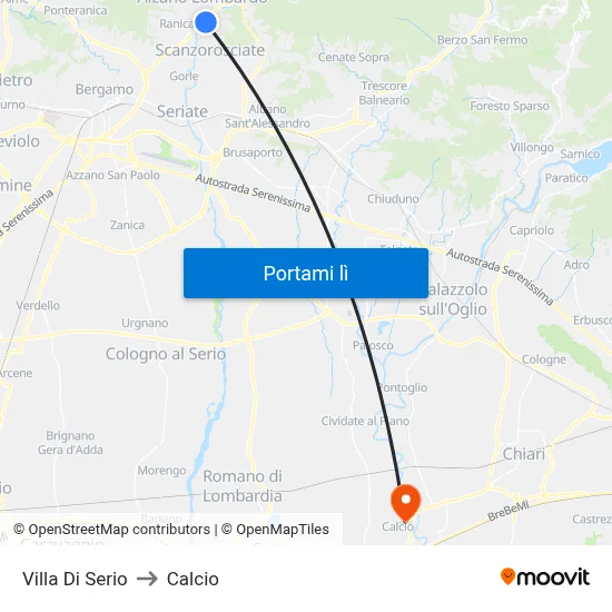Villa Di Serio to Calcio map