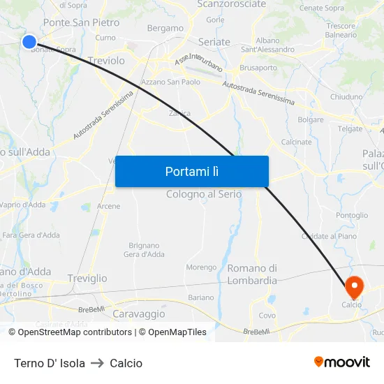 Terno D' Isola to Calcio map