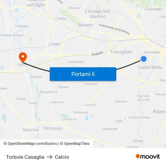 Torbole Casaglia to Calcio map
