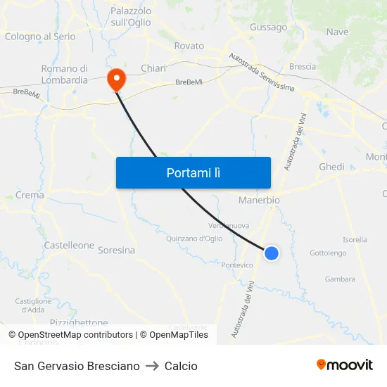 San Gervasio Bresciano to Calcio map