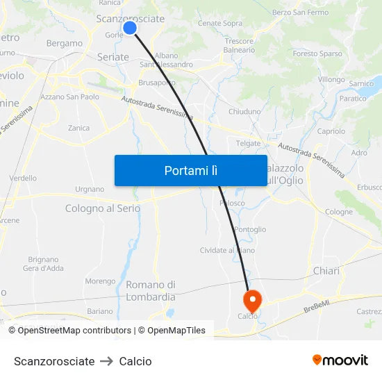 Scanzorosciate to Calcio map
