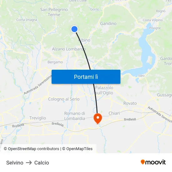 Selvino to Calcio map