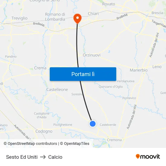 Sesto Ed Uniti to Calcio map