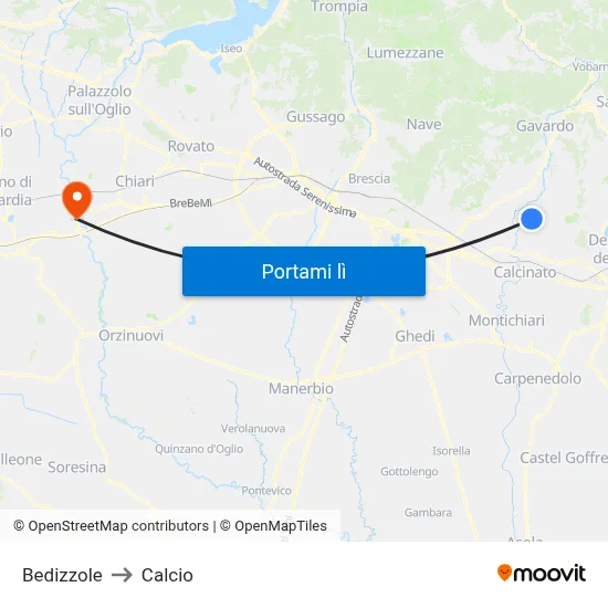 Bedizzole to Calcio map