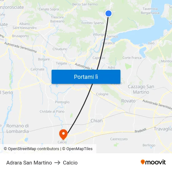 Adrara San Martino to Calcio map