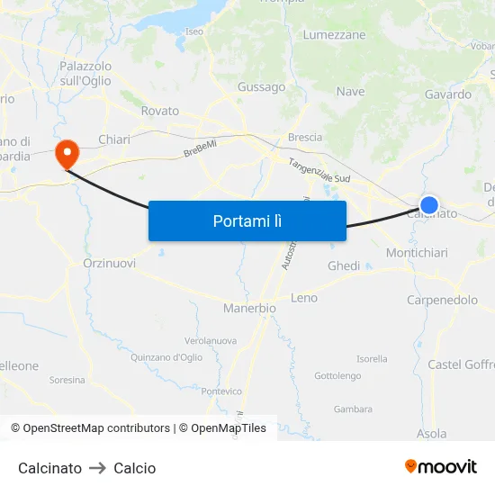 Calcinato to Calcio map