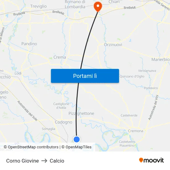 Corno Giovine to Calcio map