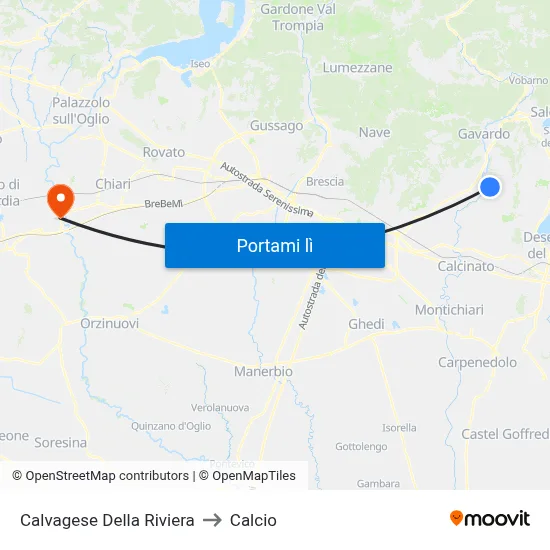 Calvagese Della Riviera to Calcio map