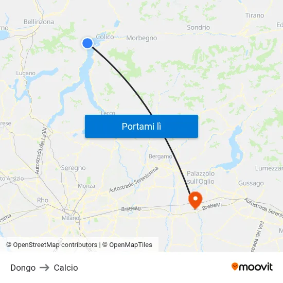 Dongo to Calcio map