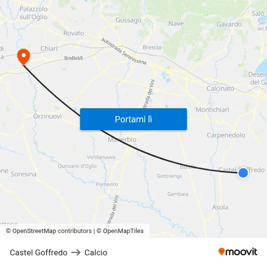 Castel Goffredo to Calcio map