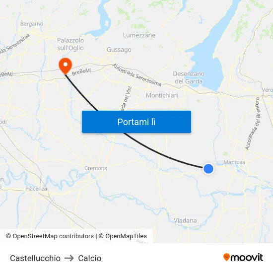 Castellucchio to Calcio map