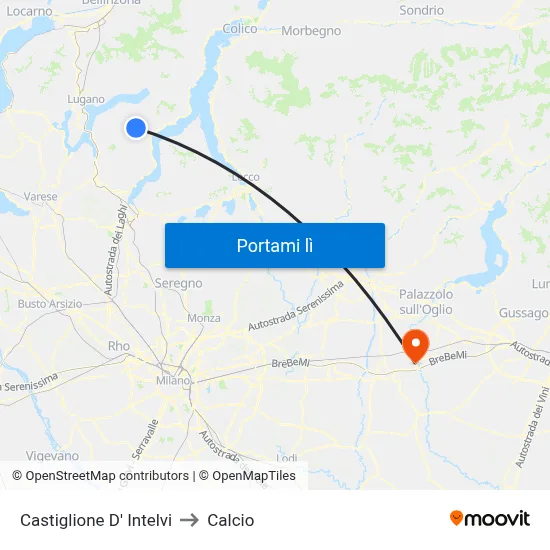 Castiglione D' Intelvi to Calcio map