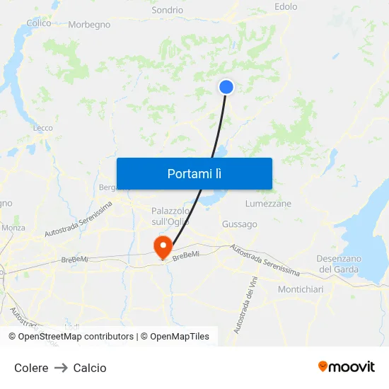 Colere to Calcio map