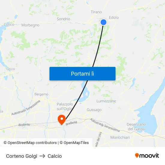 Corteno Golgi to Calcio map