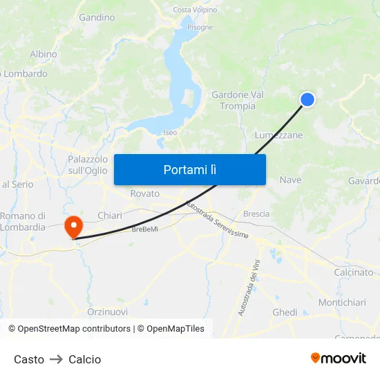 Casto to Calcio map